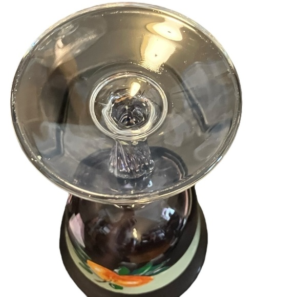 Set 4 Pear Jumbo Painted Goblets Black Tinted Heavy Twist Stem 8x4” - Picture 4 of 7